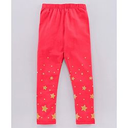Pine Kids Ankle Length Organic Cotton And Biowash Leggings Star Print Pack of 2 - Pink Navy