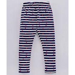 Pine Kids Ankle Length Organic Cotton And Biowash Leggings Star Print Pack of 2 - Pink Navy