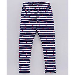Pine Kids Ankle Length Organic Cotton And Biowash Leggings Star Print Pack of 2 - Pink Navy