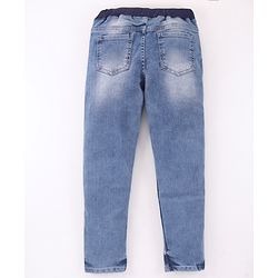 Pine Kids Full Length Denim Jeans With Knitted Waist Band - Blue