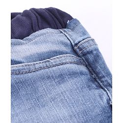 Pine Kids Full Length Denim Jeans With Knitted Waist Band - Blue