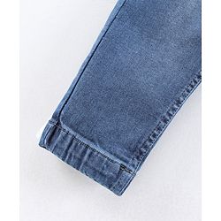 Pine Kids Full Length Denim Jeans With Knitted Waist Band - Blue