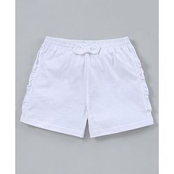 Pine Kids Mid Thigh Length Solid Shorts Pack of 2 - White Pink