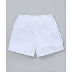 Pine Kids Mid Thigh Length Solid Shorts Pack of 2 - White Pink