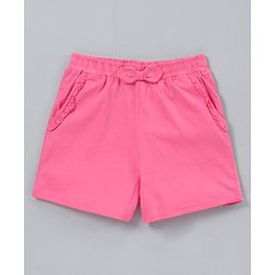 Pine Kids Mid Thigh Length Solid Shorts Pack of 2 - White Pink