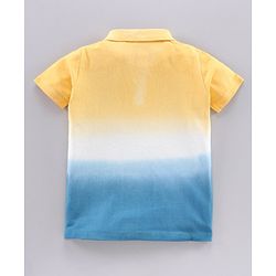 Pine Kids Half Sleeves Bio-Wash Tee Super Rad Embroidery - Yellow Blue