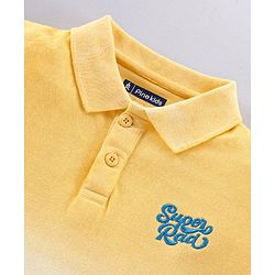 Pine Kids Half Sleeves Bio-Wash Tee Super Rad Embroidery - Yellow Blue