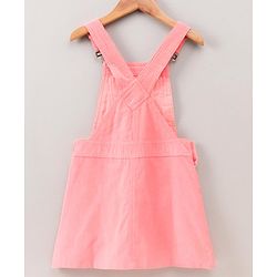 Pine Kids Bio Washed Striper Full Sleeves Tee with Dungaree Style Frock - Pink