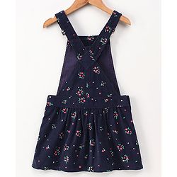 Pine Kids Bio Washed Polka dot Full Sleeves Tee with Dungaree Style Frock - Blue