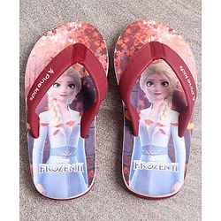 Pine Kids Flip Flops Elsa Print - Maroon Blue