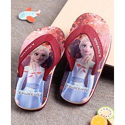 Pine Kids Flip Flops Elsa Print - Maroon Blue