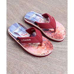 Pine Kids Flip Flops Elsa Print - Maroon Blue