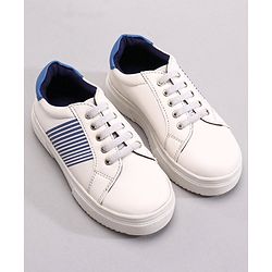 Pine Kids Casual Elasticated Lace Closure Shoes with Chunky Sole - White Royal Blue