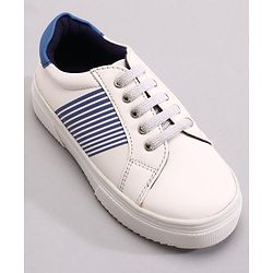 Pine Kids Casual Elasticated Lace Closure Shoes with Chunky Sole - White Royal Blue
