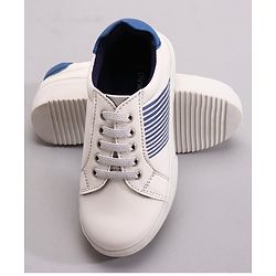 Pine Kids Casual Elasticated Lace Closure Shoes with Chunky Sole - White Royal Blue