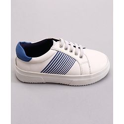 Pine Kids Casual Elasticated Lace Closure Shoes with Chunky Sole - White Royal Blue