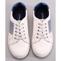 Pine Kids Casual Elasticated Lace Closure Shoes with Chunky Sole - White Royal Blue