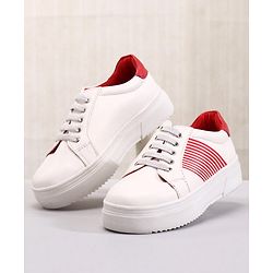 Pine Kids Casual Elasticated Lace Closure Shoes with Chunky Sole - White Royal Blue