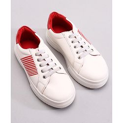 Pine Kids Casual Elasticated Lace Closure Shoes with Chunky Sole - White Royal Blue