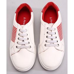 Pine Kids Casual Elasticated Lace Closure Shoes with Chunky Sole - White Royal Blue