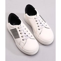Pine Kids Casual Elasticated Lace Closure Shoes with Chunky Sole - White Royal Blue