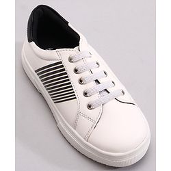 Pine Kids Casual Elasticated Lace Closure Shoes with Chunky Sole - White Royal Blue