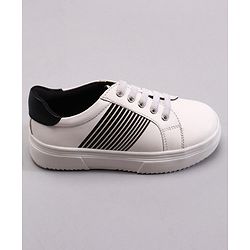 Pine Kids Casual Elasticated Lace Closure Shoes with Chunky Sole - White Royal Blue