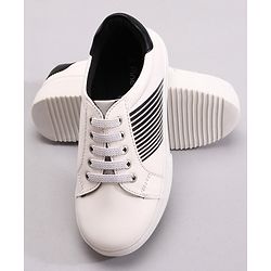 Pine Kids Casual Elasticated Lace Closure Shoes with Chunky Sole - White Royal Blue