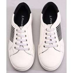 Pine Kids Casual Elasticated Lace Closure Shoes with Chunky Sole - White Royal Blue