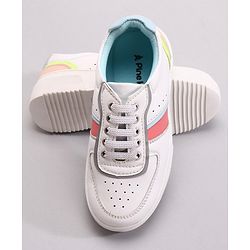 Pine Kids Casual Elasticated Lace Closure Shoes with Chunky Sole - White Pink
