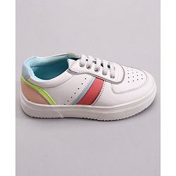 Pine Kids Casual Elasticated Lace Closure Shoes with Chunky Sole - White Pink
