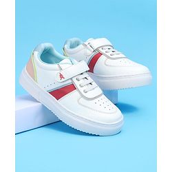 Pine Kids Casual Elasticated Lace Closure Shoes with Chunky Sole - White Pink