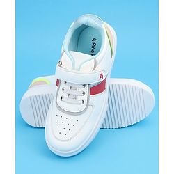 Pine Kids Casual Elasticated Lace Closure Shoes with Chunky Sole - White Pink