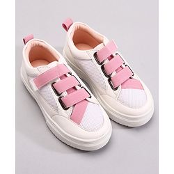 Pine Kids Casual Elasticated Straps Shoes with Chunky Sole - White