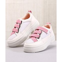 Pine Kids Casual Elasticated Straps Shoes with Chunky Sole - White