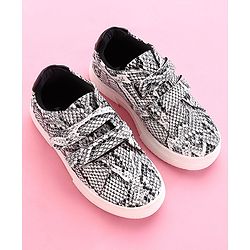 Pine Kids Casual Shoes Animal Print - White Black