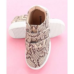 Pine Kids Casual Shoes Animal Print - White Black
