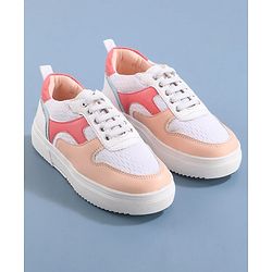 Pine Kids Lace Up Casual Shoes Color Block - White