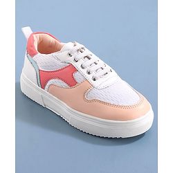 Pine Kids Lace Up Casual Shoes Color Block - White