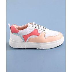 Pine Kids Lace Up Casual Shoes Color Block - White