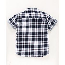 Pine Kids Half sleeves Hooded Indigo Checked Shirt - Navy
