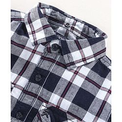 Pine Kids Half sleeves Hooded Indigo Checked Shirt - Navy