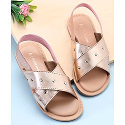 Pine Kids Party Wear Sandals with Elastic Backstrap - Rose Gold