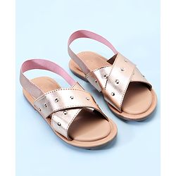 Pine Kids Party Wear Sandals with Elastic Backstrap - Rose Gold