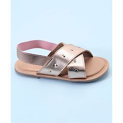 Pine Kids Party Wear Sandals with Elastic Backstrap - Rose Gold