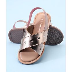 Pine Kids Party Wear Sandals with Elastic Backstrap - Rose Gold