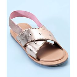 Pine Kids Party Wear Sandals with Elastic Backstrap - Rose Gold