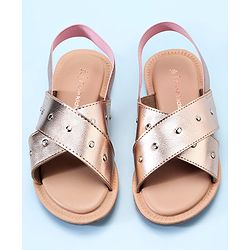 Pine Kids Party Wear Sandals with Elastic Backstrap - Rose Gold