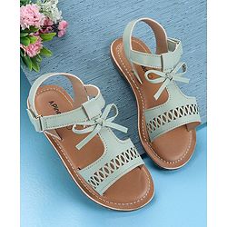 Pine Kids Party Wear Sandals Bow Appliques - Green