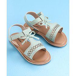 Pine Kids Party Wear Sandals Bow Appliques - Green